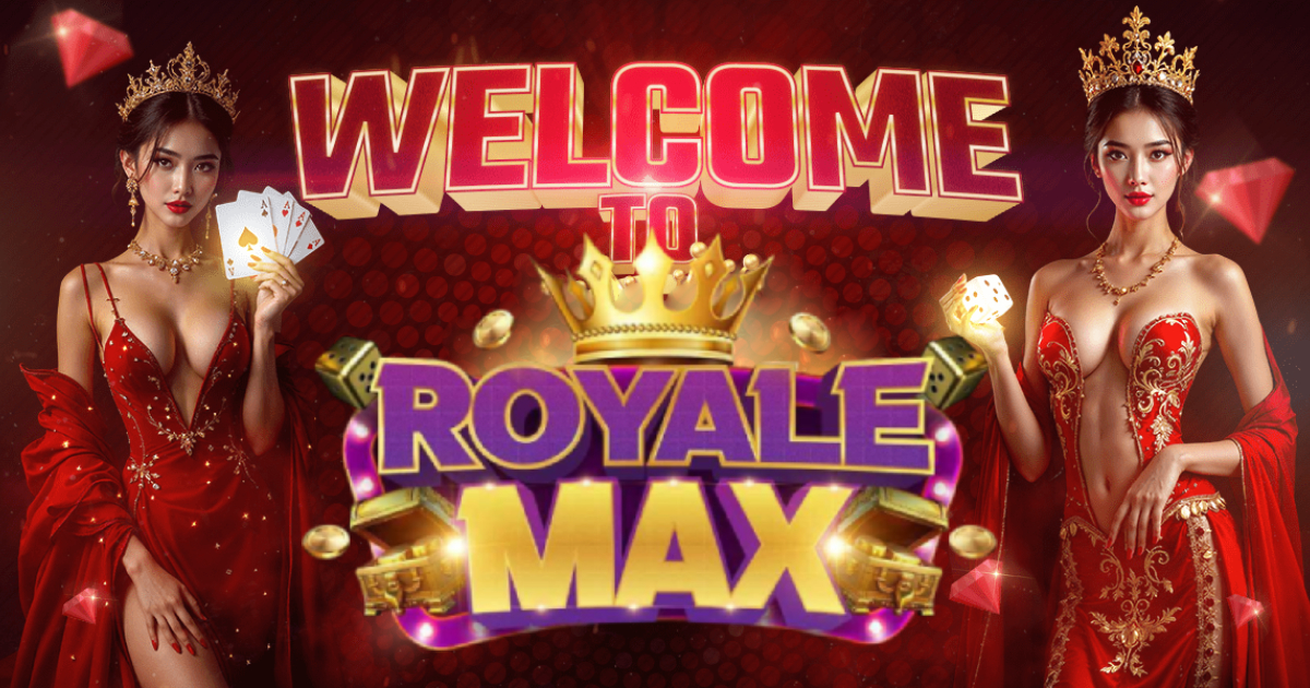 Main visual showing Royale Max platform with mobile gaming background